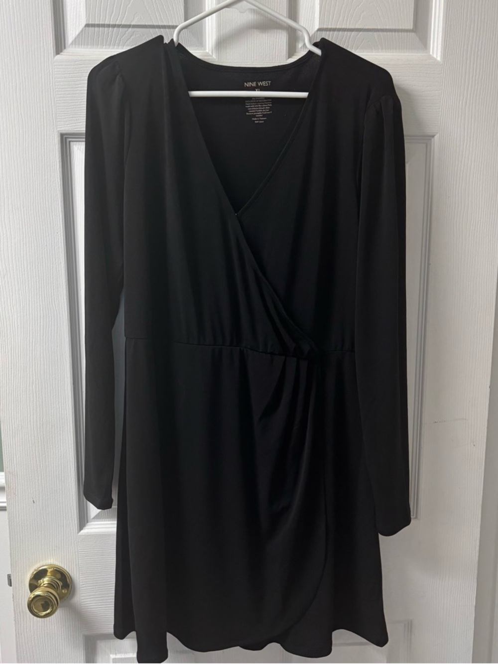 Nine West Black Long-Sleeve Wrap Dress Women’s Size XL NEW
